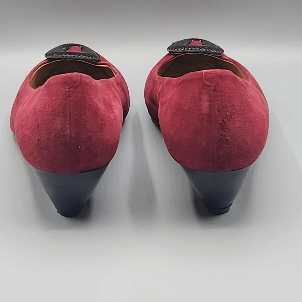 Vintage Palizzio Red Suede‎ Pumps Shoes Size 7.5 M